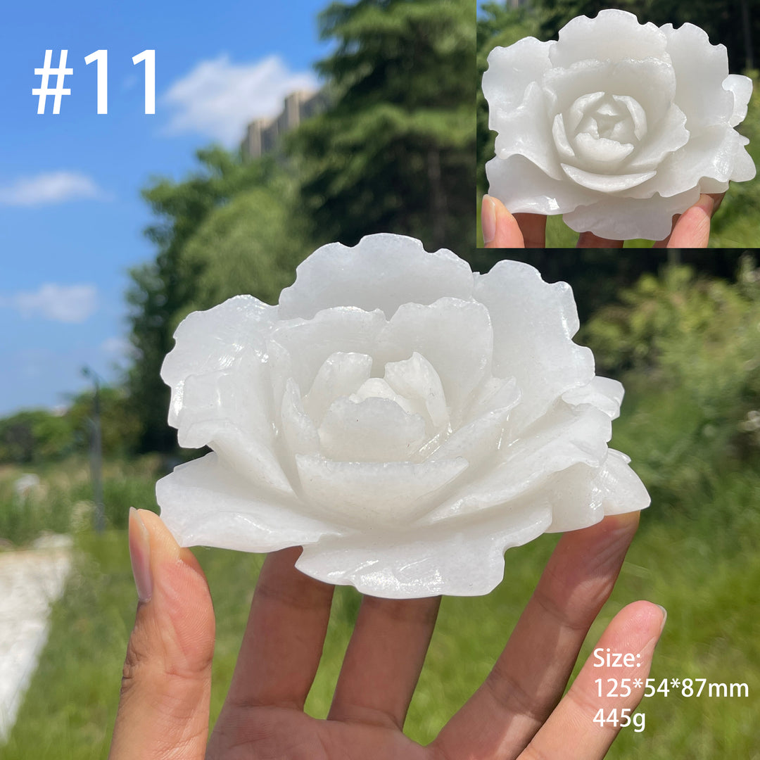 Unique,Natural Crystal Afghanistan Jade Peony Carving
