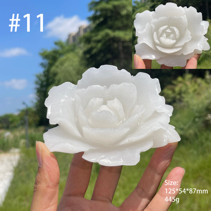 Unique,Natural Crystal Afghanistan Jade Peony Carving