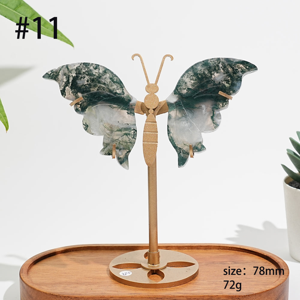 Unique,A Slightly Imperfect Natural Moss Agate Butterfly Wing Display