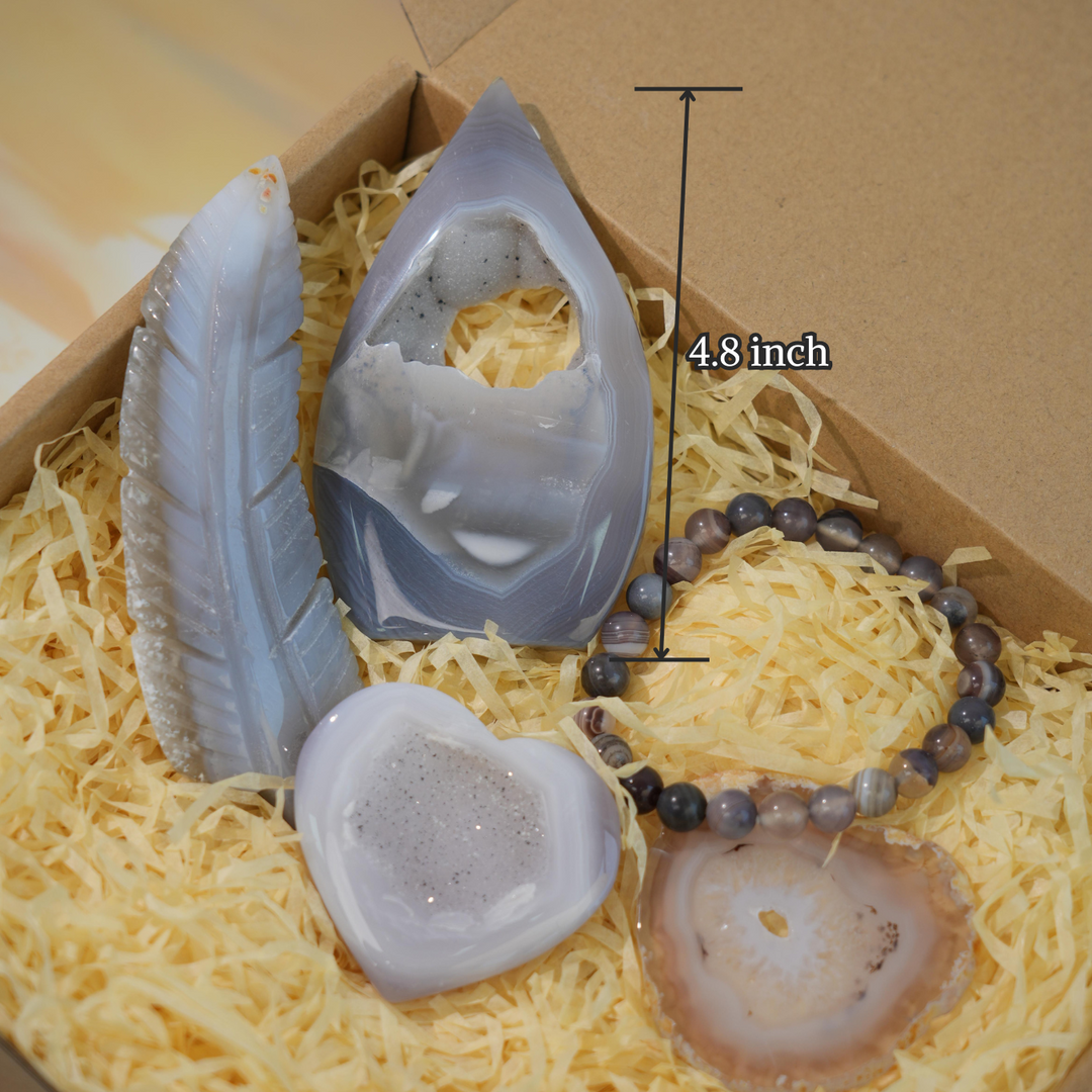 Natural Crystal Value Bundle-Agate Protection Amulet Set