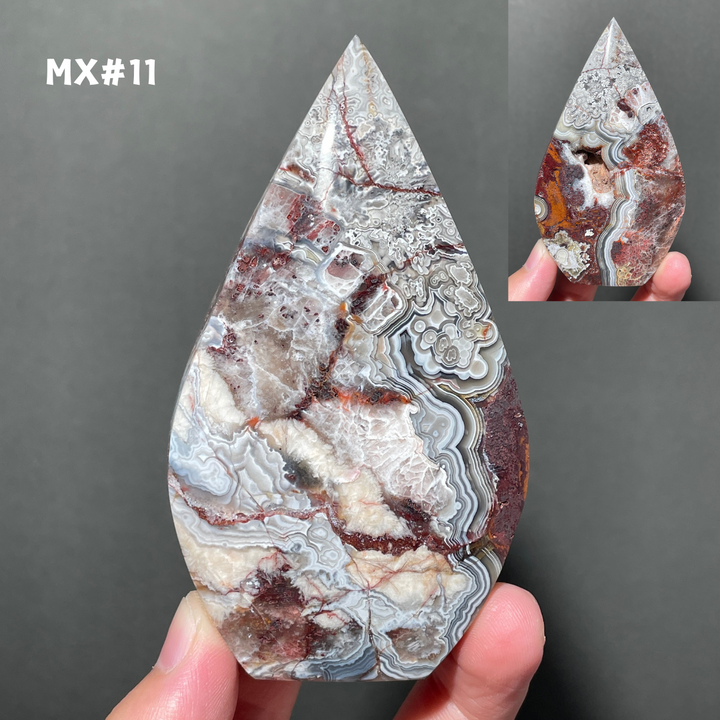 Unique, Mexican Crazy Lace Agate Teardrop