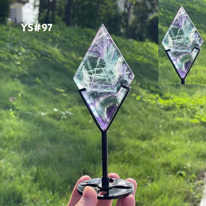Unique,Rainbow Fluorite Diamond Slice