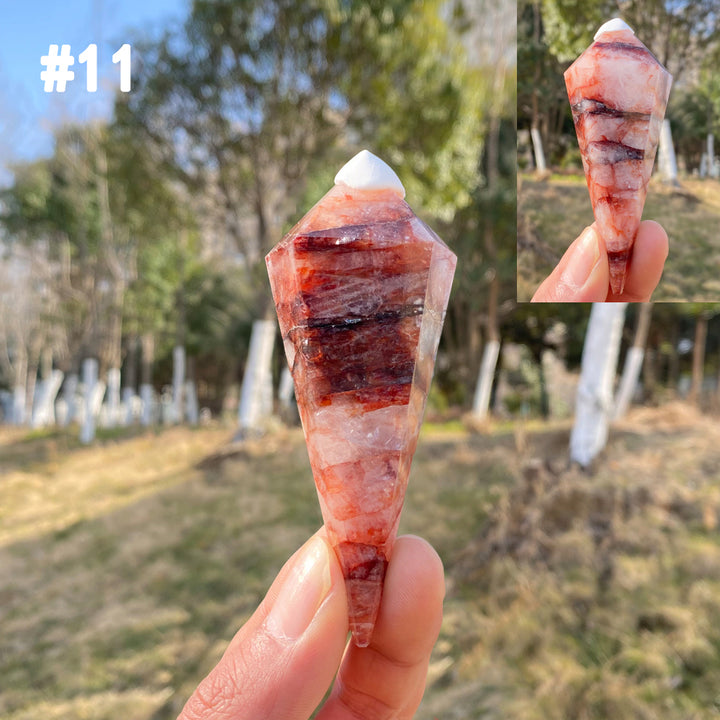 Unique,Natural Crystal Fire Quartz Wand