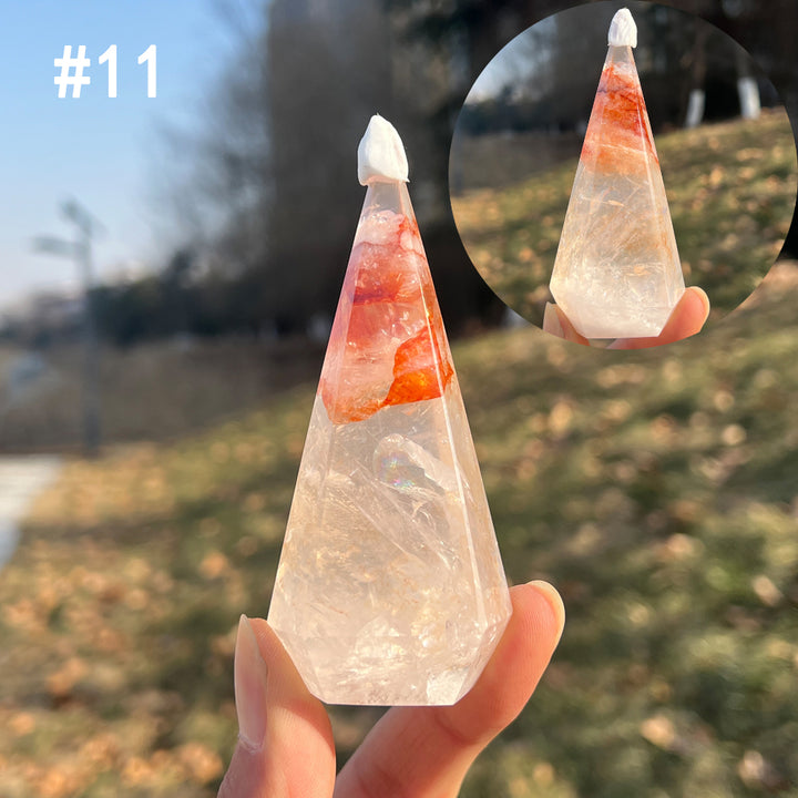 Unique,Natural Crystal Fire Quartz Diamond Tower