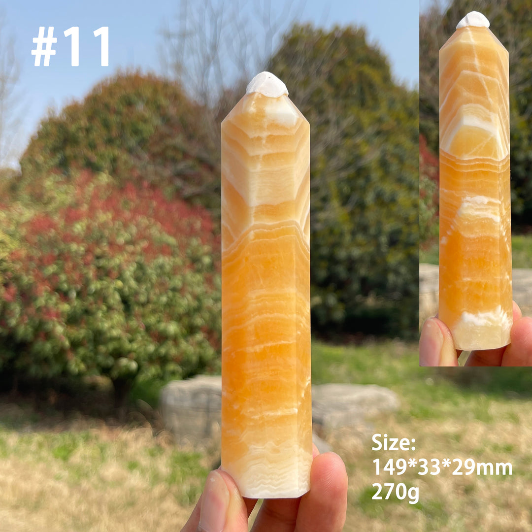 Unique,Natural Crystal Yellow Calcite Point