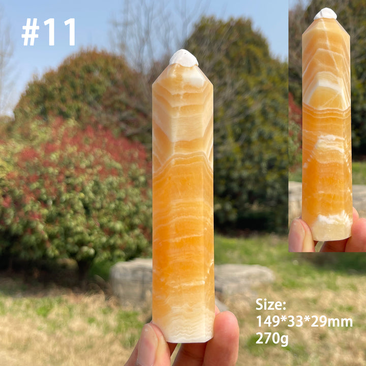 Unique,Natural Crystal Yellow Calcite Point