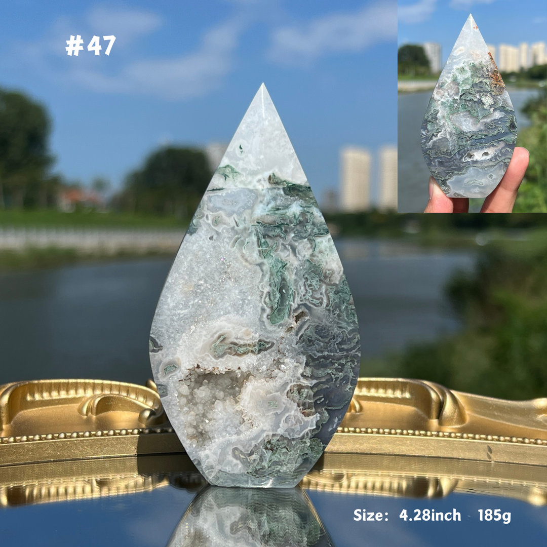 Unique,Moss Agate Teardrop