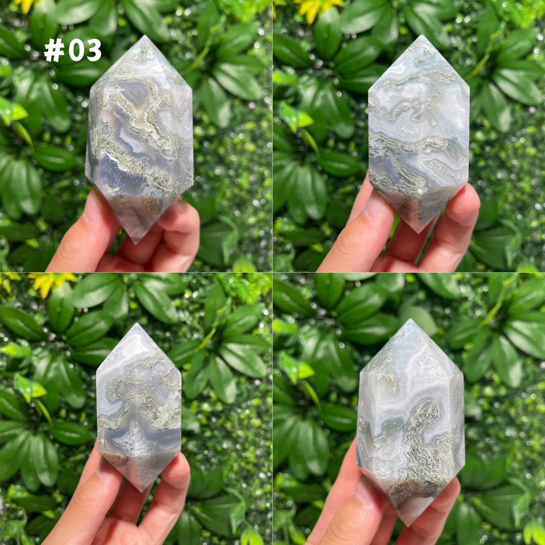 Moss Agate Double Point