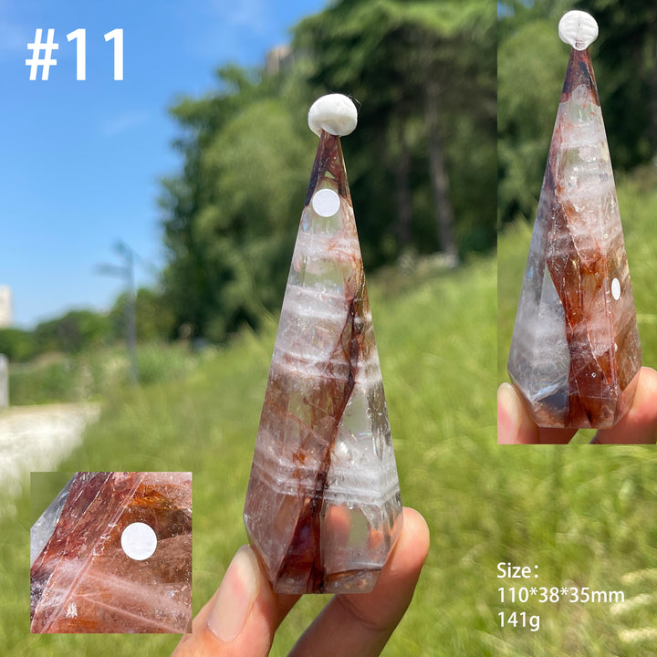 Unique,A Slightly Imperfect Natural Fire Quartz Diamond Tower