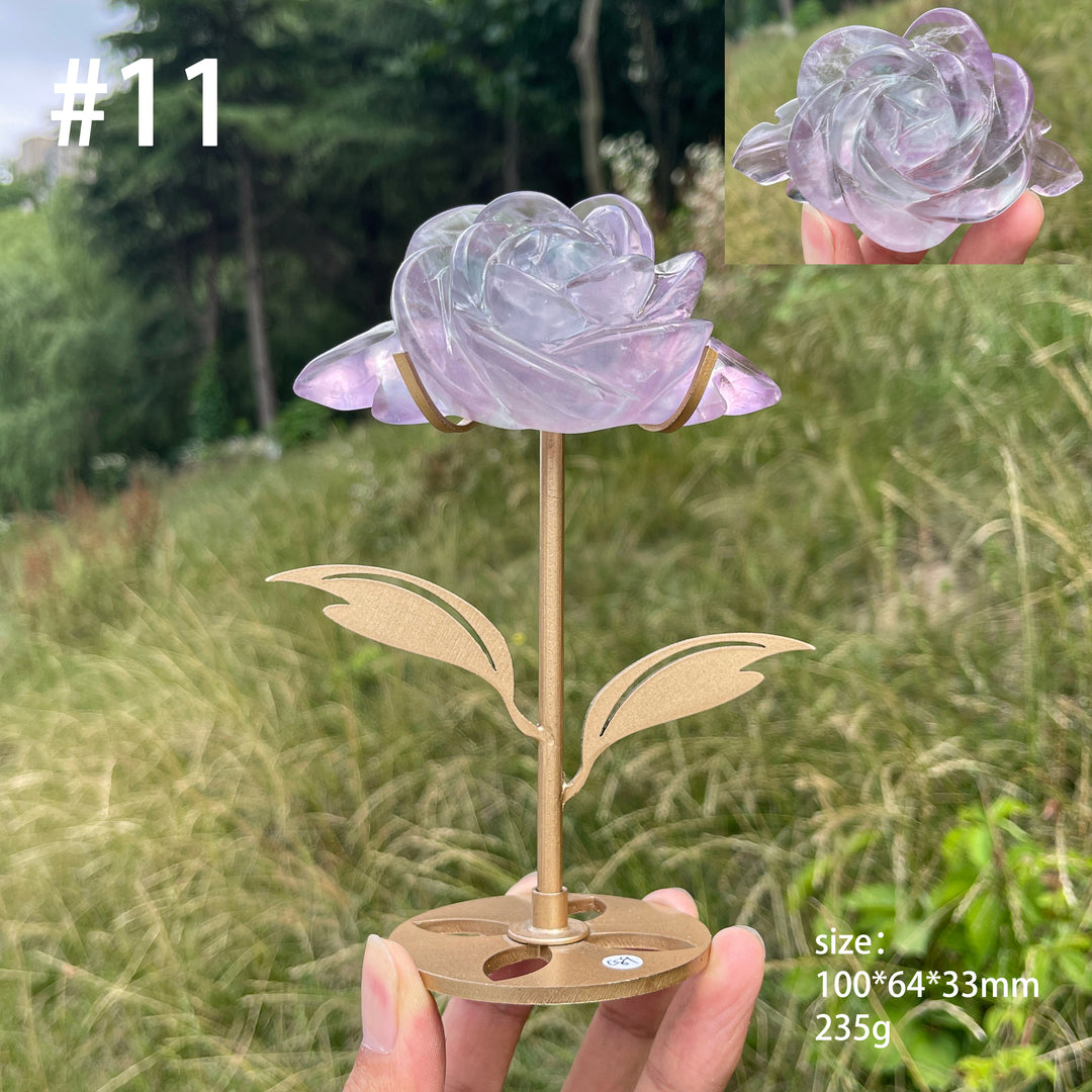 Unique,Natural Fluorite Rose Carving