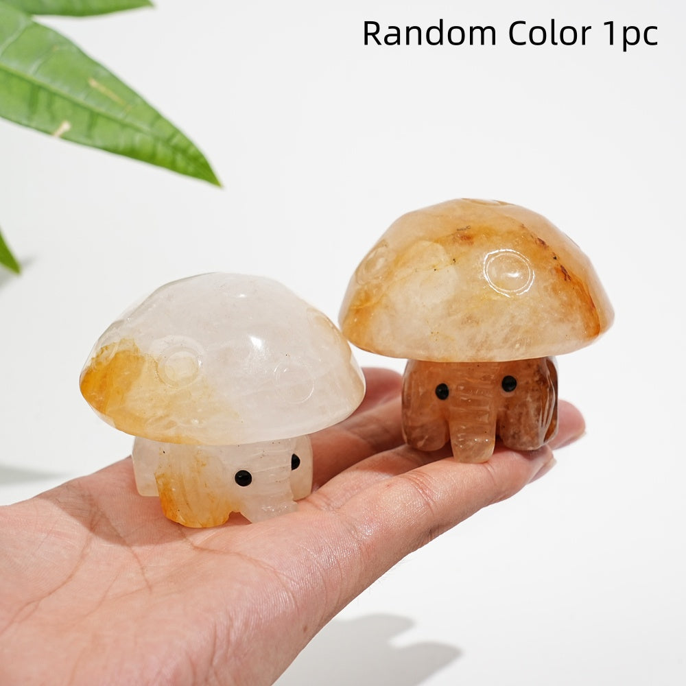 Natural Crystal Mushroom Elephant Carving