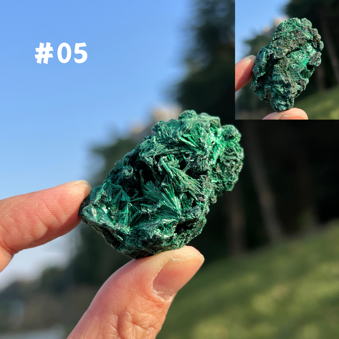 Unique Natural Raw Acicular Malachite Mineral