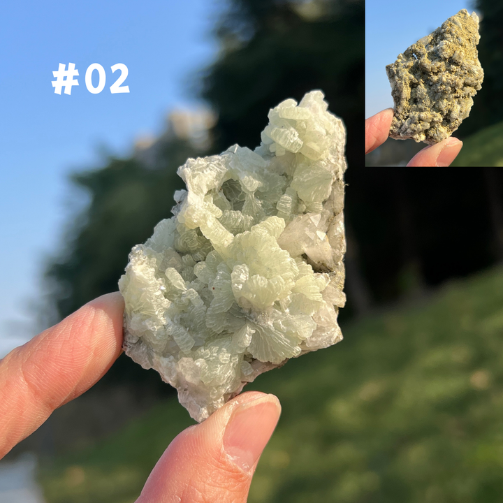 Unique Natural Raw Prehnite With Quartz Mineral Cluster