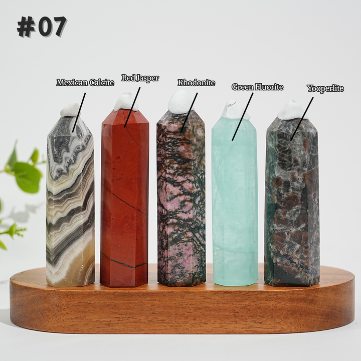 5Pcs Mixed Natural Crystal Tower Point Set