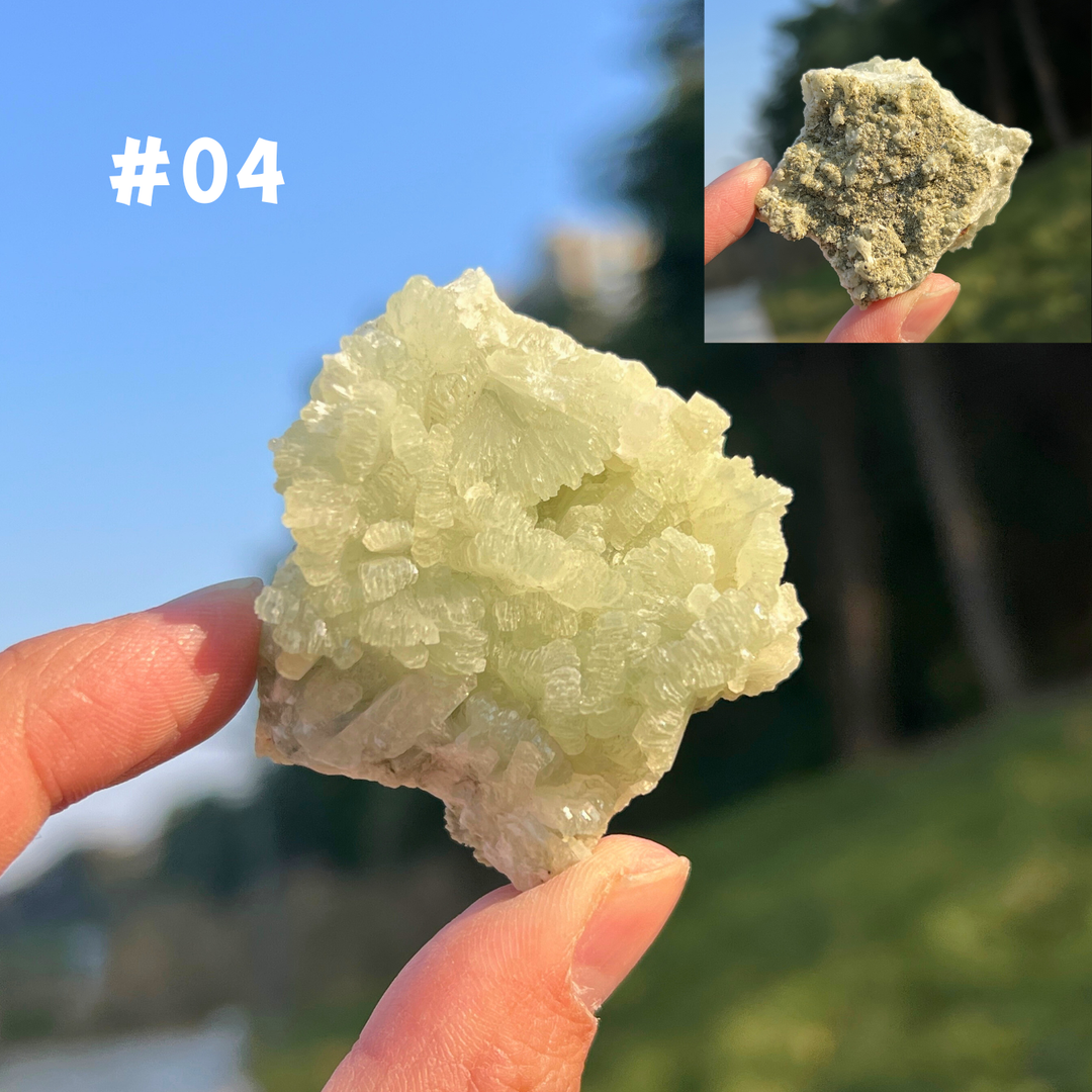 Unique Natural Raw Prehnite With Quartz Mineral Cluster