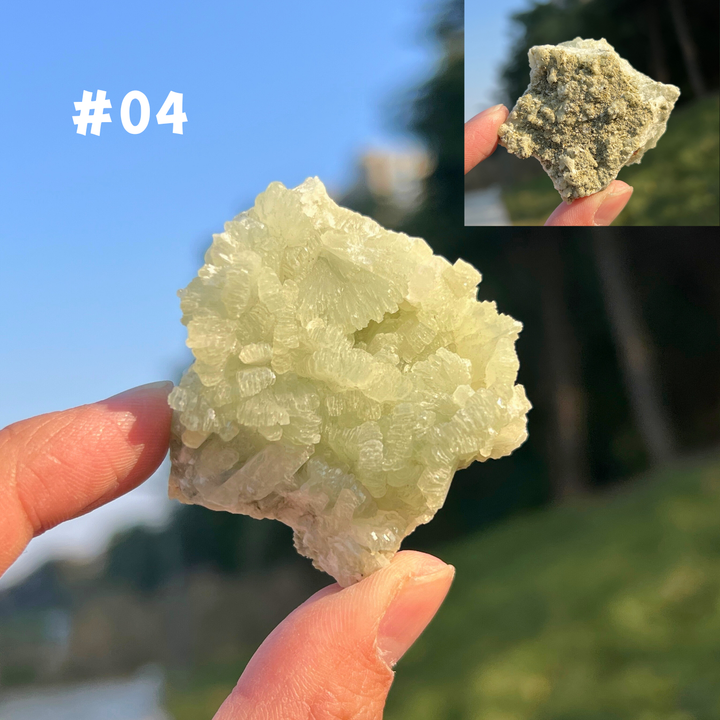 Unique Natural Raw Prehnite With Quartz Mineral Cluster