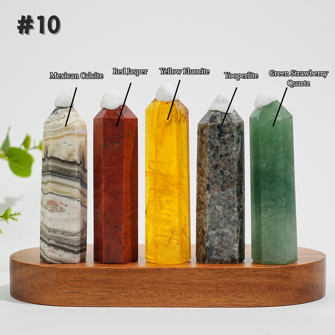 5Pcs Mixed Natural Crystal Tower Point Set