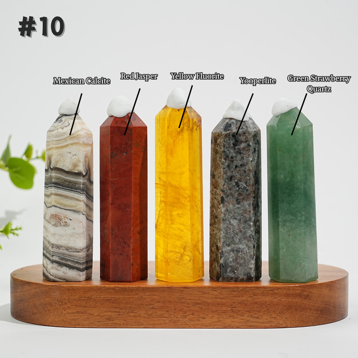 5Pcs Mixed Natural Crystal Tower Point Set