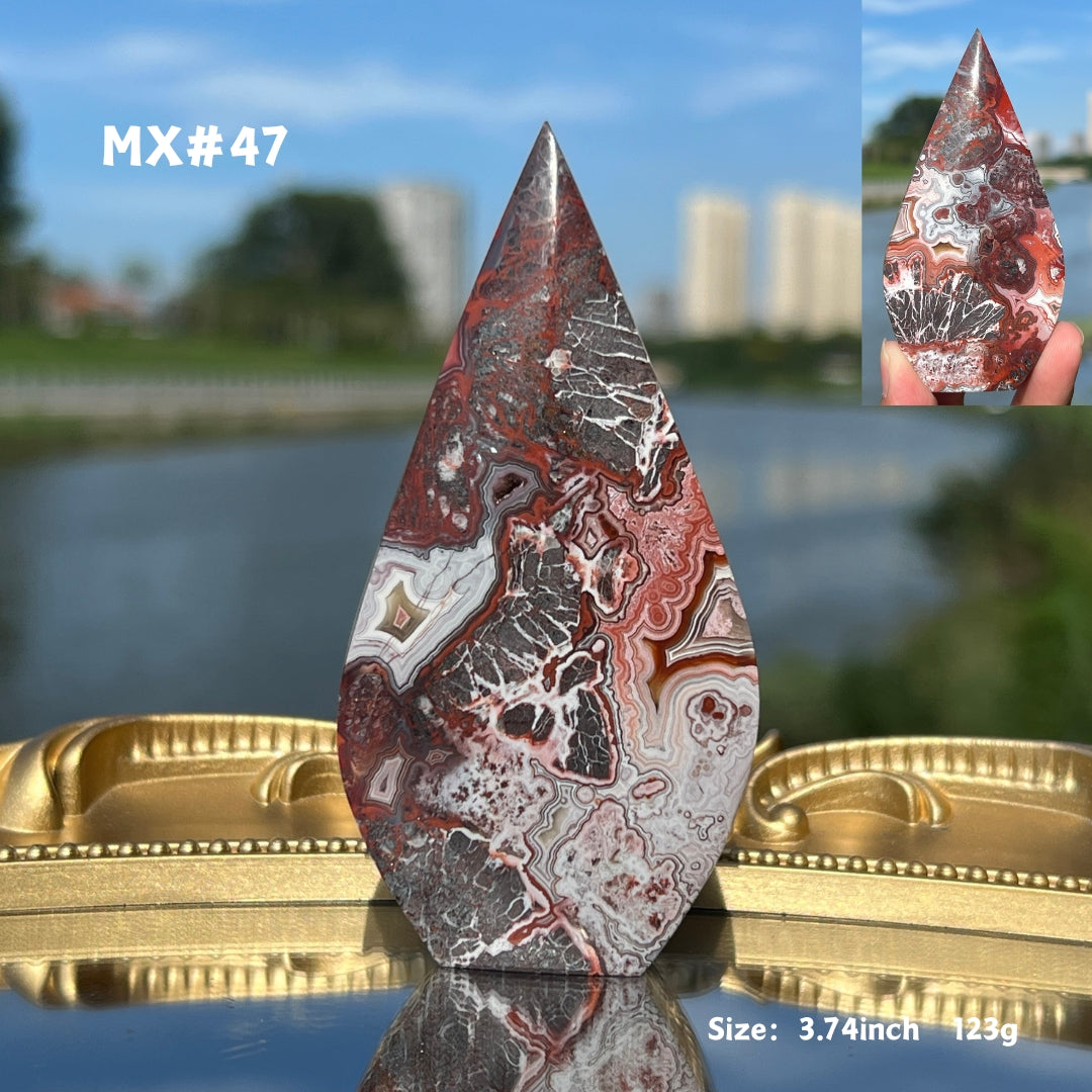 Unique, Mexican Crazy Lace Agate Teardrop