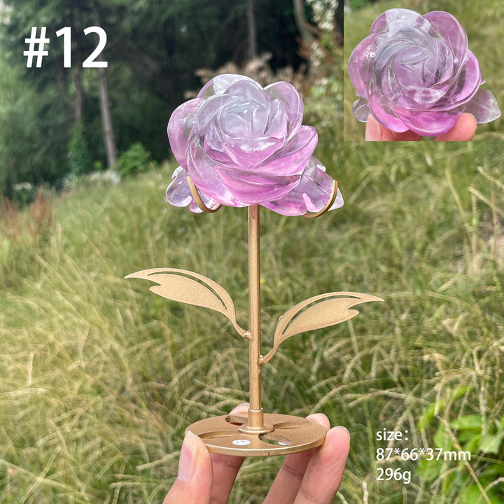 Unique,Natural Fluorite Rose Carving