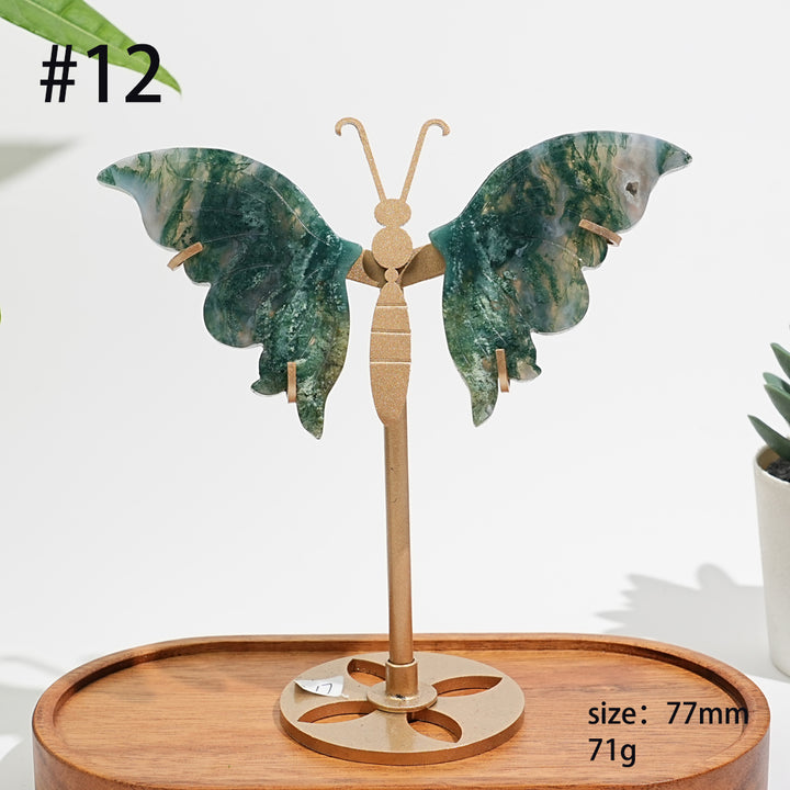 Unique,A Slightly Imperfect Natural Moss Agate Butterfly Wing Display
