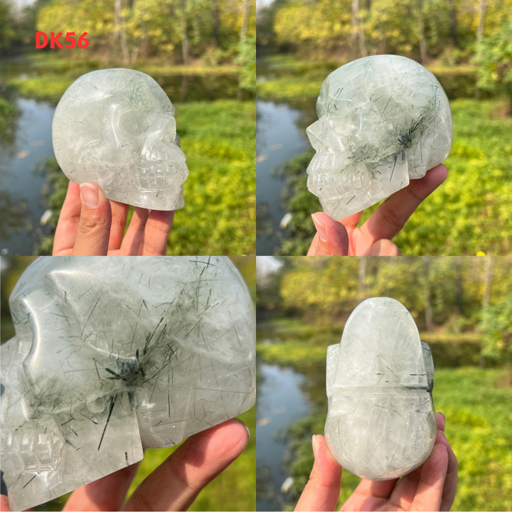 Clear Quartz With Green Actinolite Skull