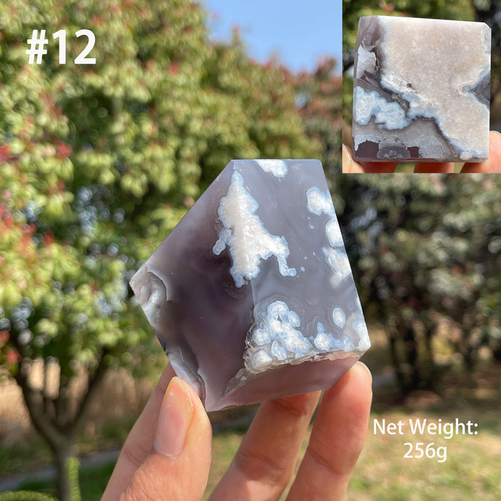 Unique,Natural Crystal Black Flower Agate Freeform