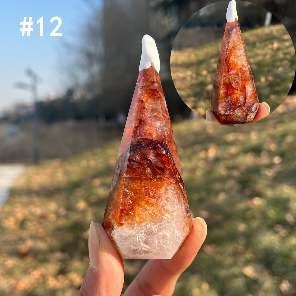 Unique,Natural Crystal Fire Quartz Diamond Tower