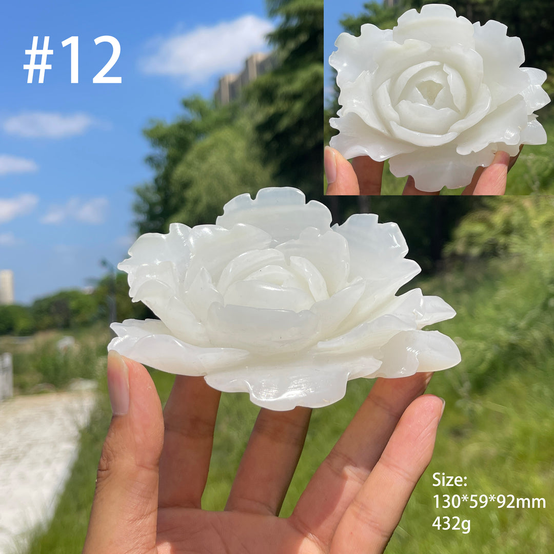 Unique,Natural Crystal Afghanistan Jade Peony Carving
