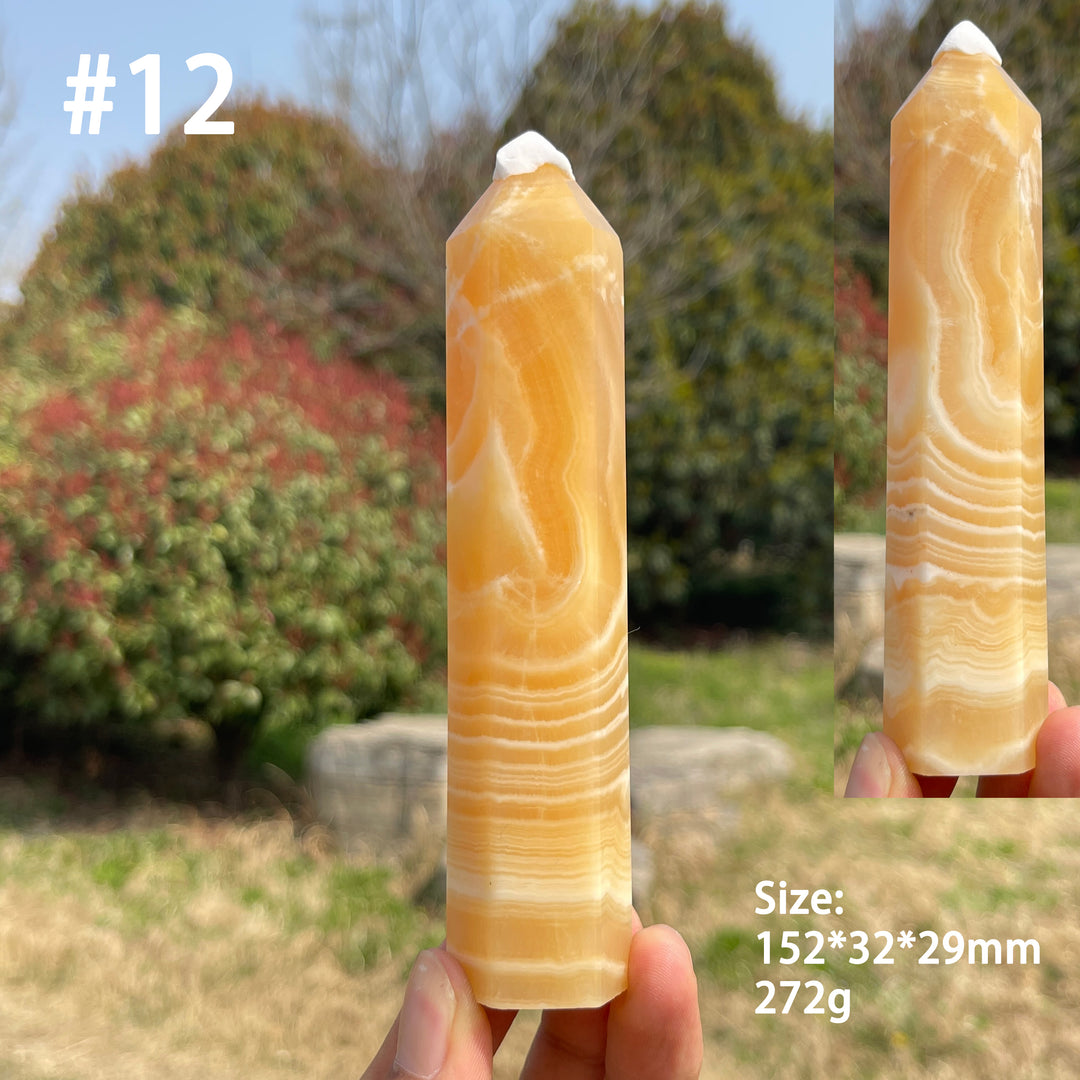 Unique,Natural Crystal Yellow Calcite Point