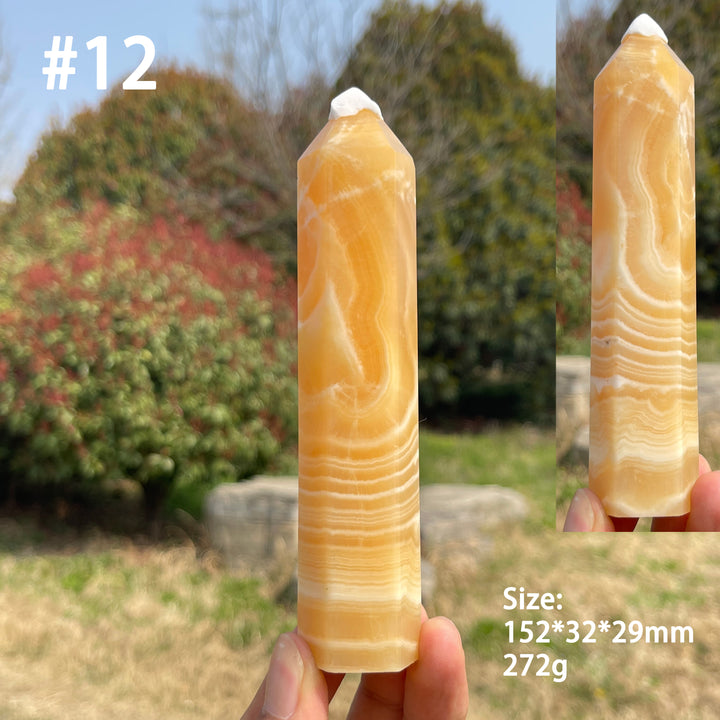 Unique,Natural Crystal Yellow Calcite Point