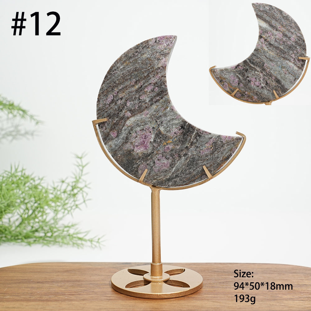 Unique,Natural Crystal Garnet Moon Carving