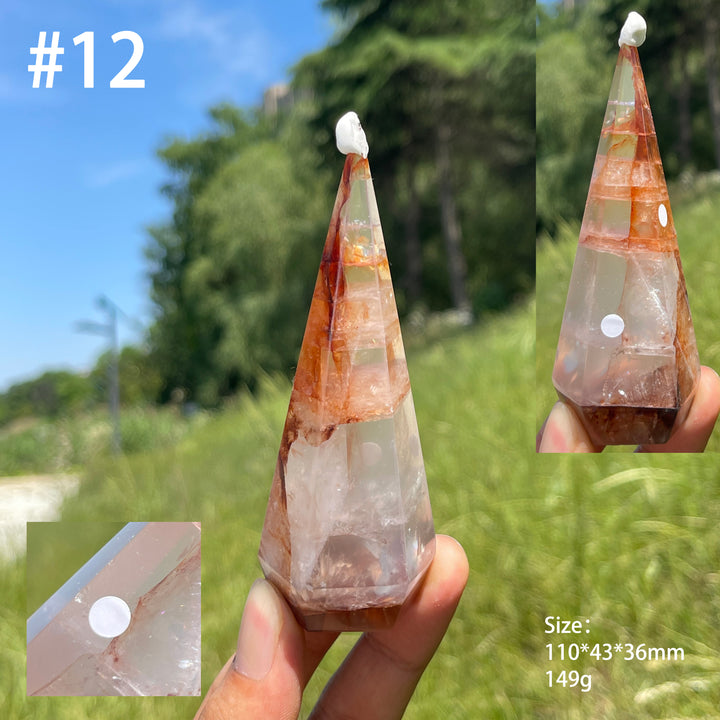 Unique,A Slightly Imperfect Natural Fire Quartz Diamond Tower