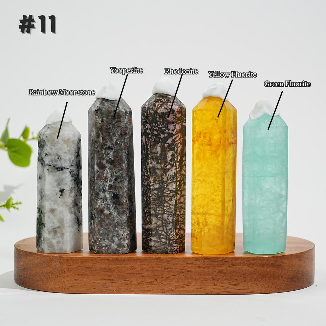 5Pcs Mixed Natural Crystal Tower Point Set