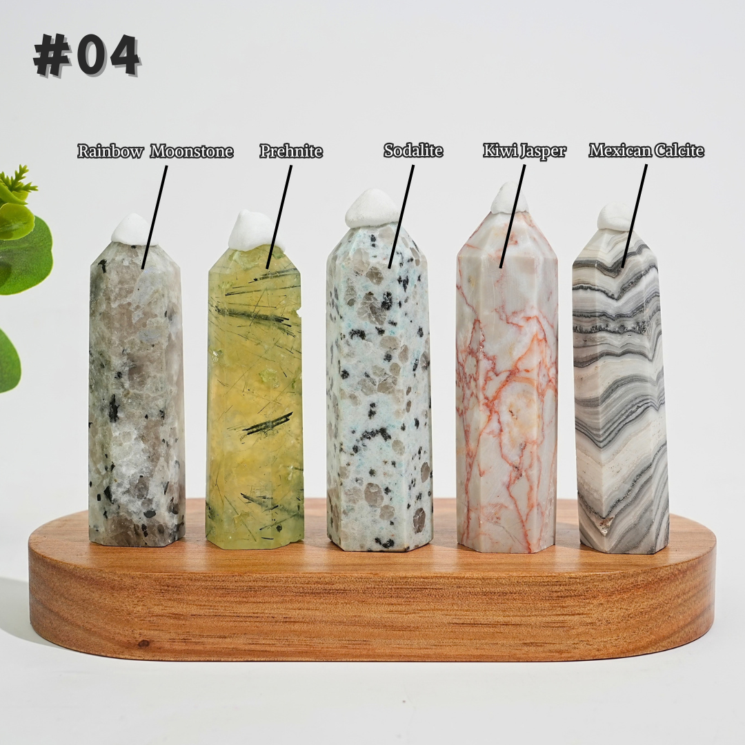 5Pcs Mixed Natural Crystal Tower Point Set