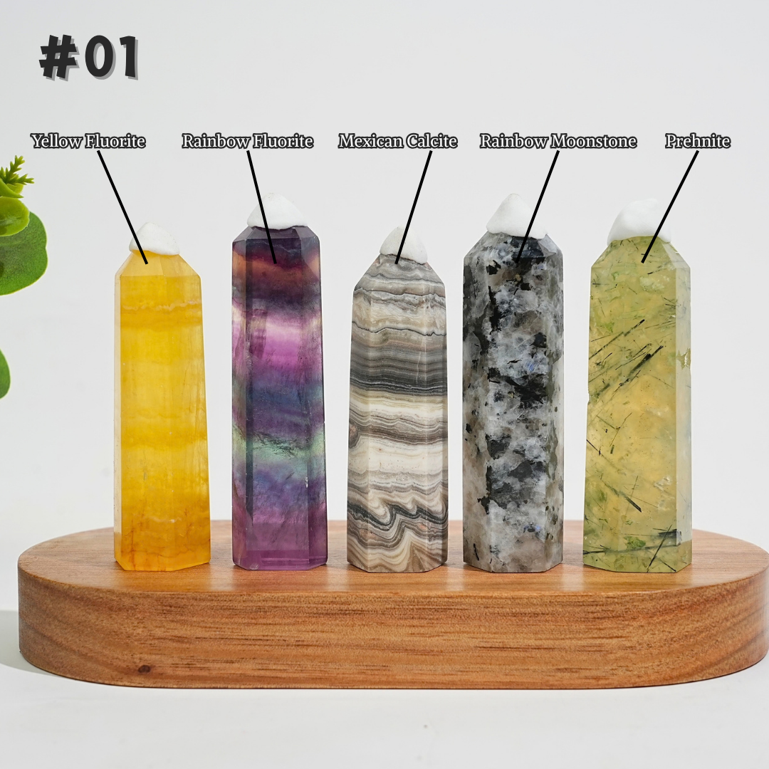 5Pcs Mixed Natural Crystal Tower Point Set