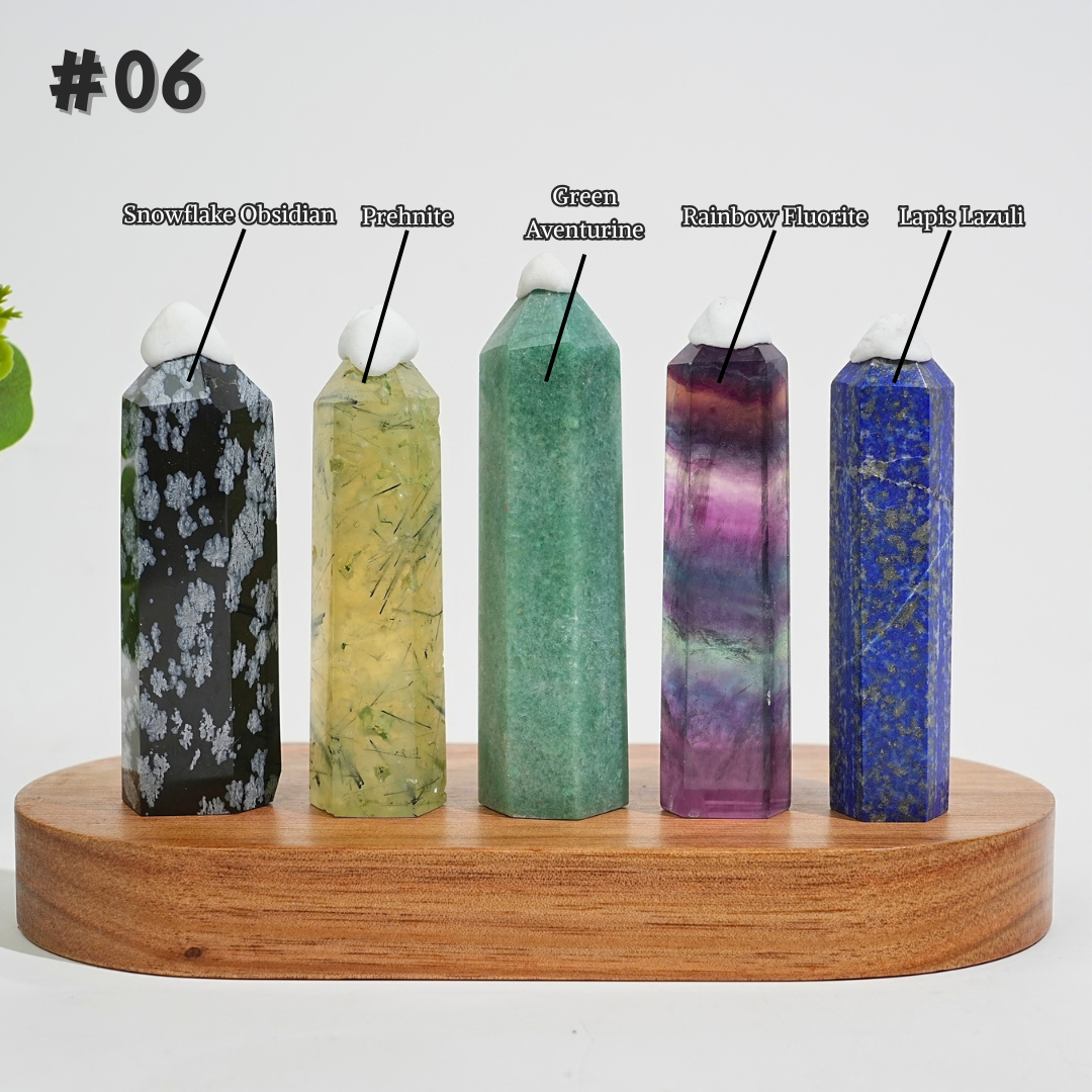 5Pcs Mixed Natural Crystal Tower Point Set
