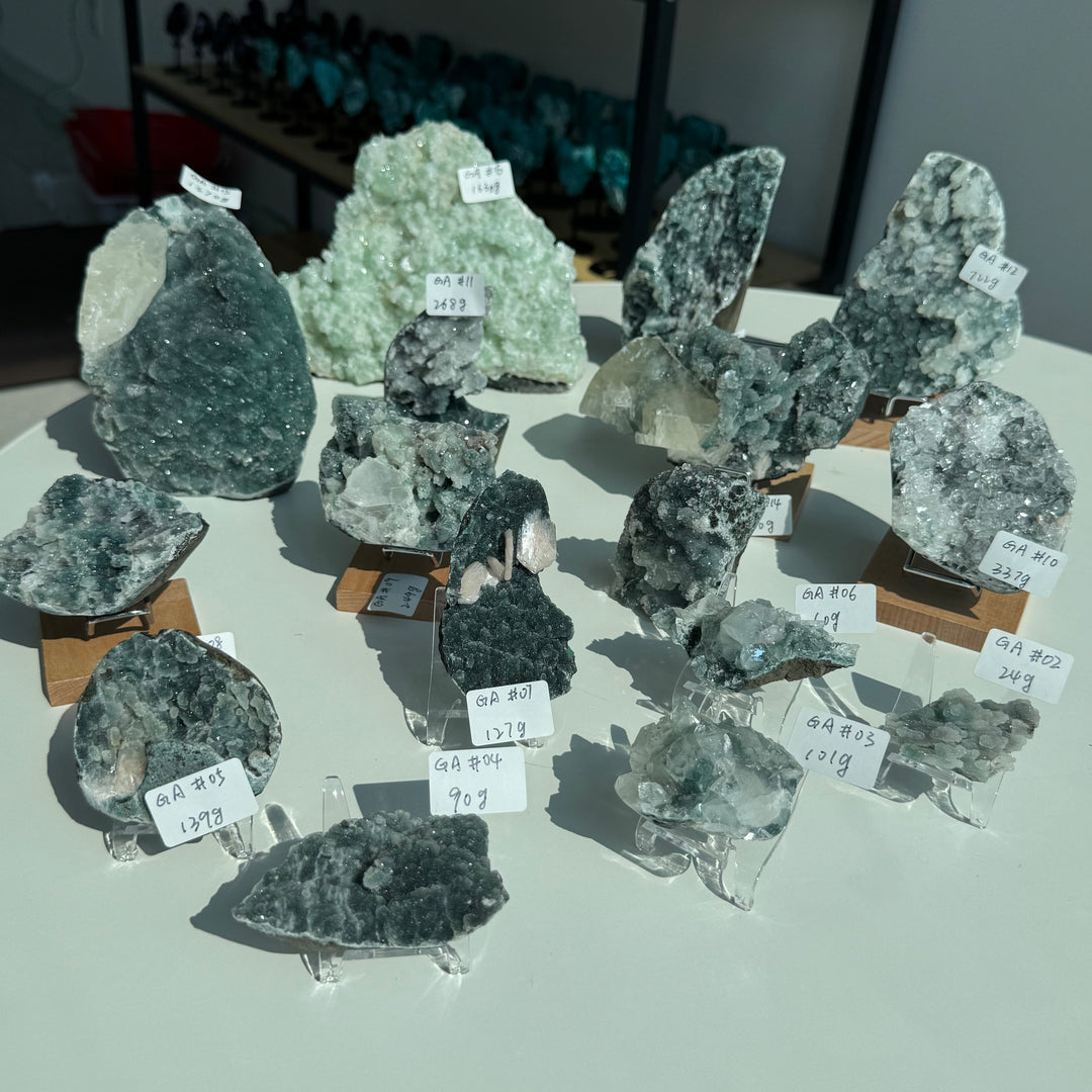 Unique, Sugar Druzy Apophyllite Cluster with Stilbite and Chlorite
