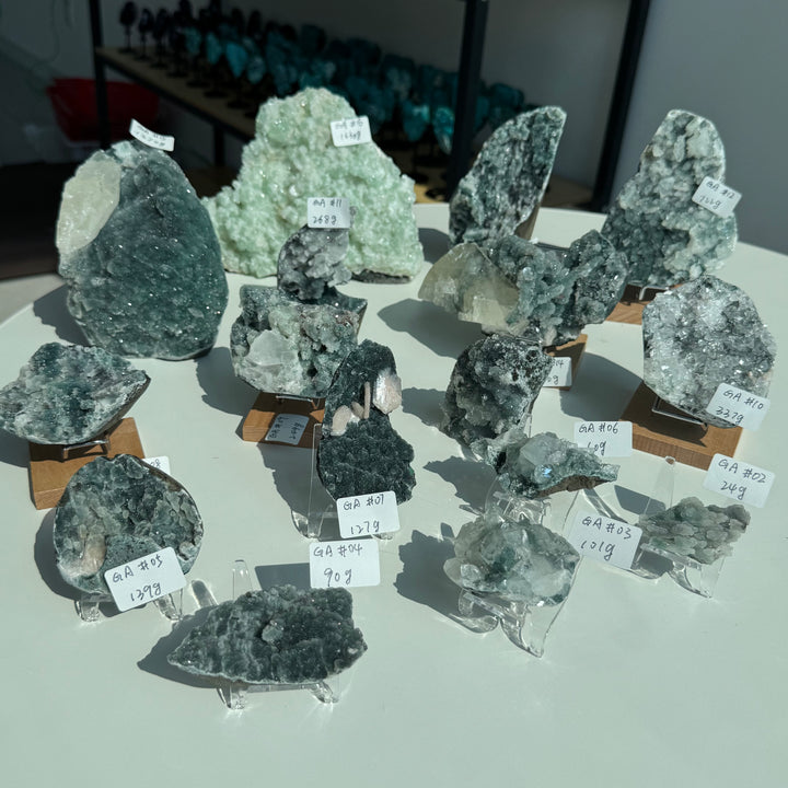 Unique, Sugar Druzy Apophyllite Cluster with Stilbite and Chlorite
