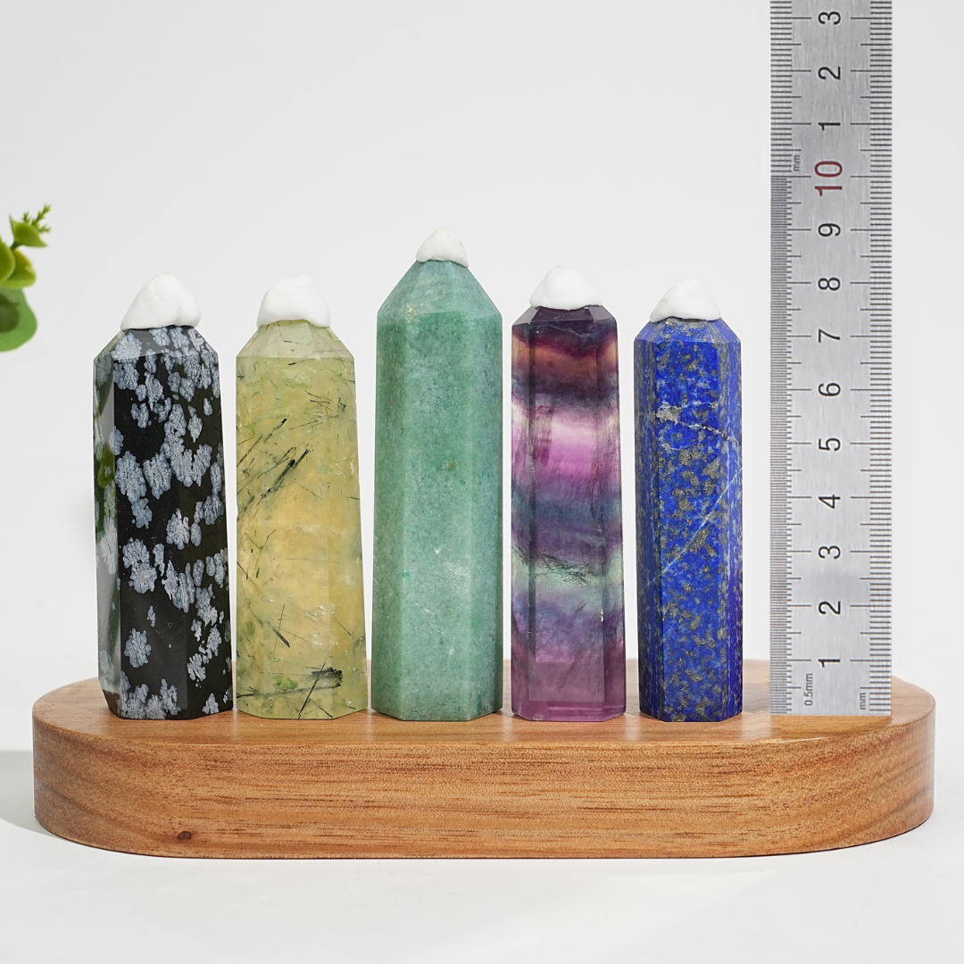 5Pcs Mixed Natural Crystal Tower Point Set