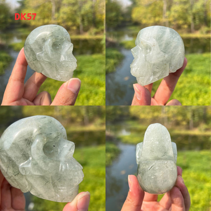 Clear Quartz With Green Actinolite Skull