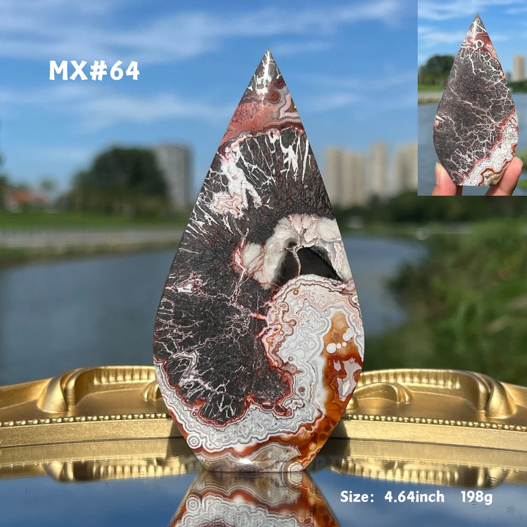 Unique, Mexican Crazy Lace Agate Teardrop