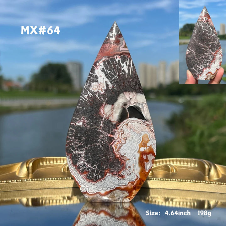 Unique, Mexican Crazy Lace Agate Teardrop