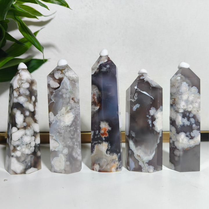 Unique,Black Flower Agate Point