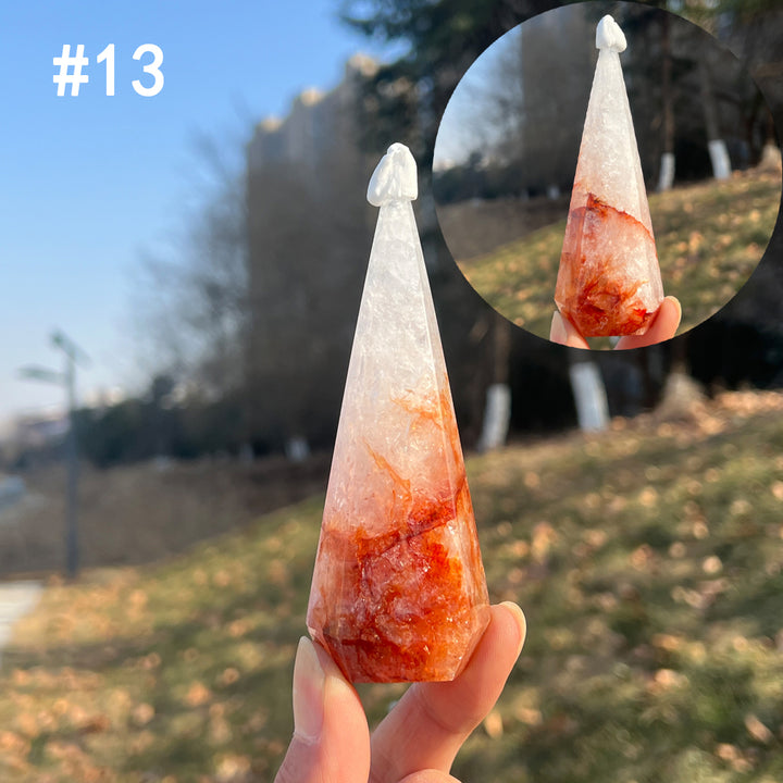 Unique,Natural Crystal Fire Quartz Diamond Tower