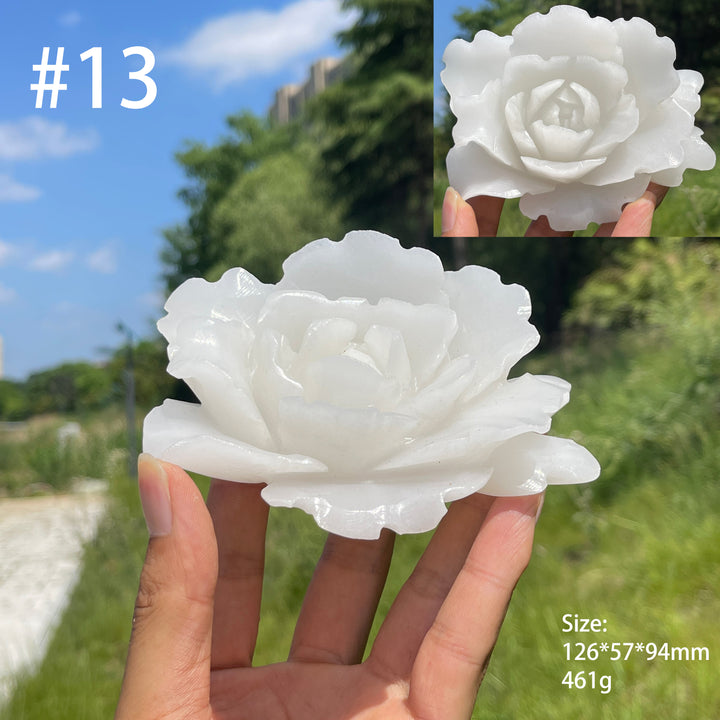 Unique,Natural Crystal Afghanistan Jade Peony Carving