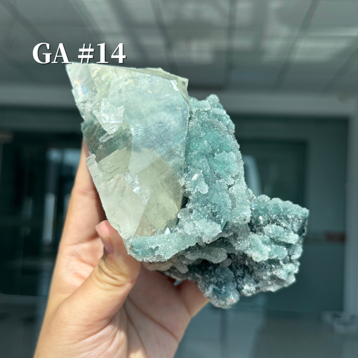 Unique, Sugar Druzy Apophyllite Cluster with Stilbite and Chlorite