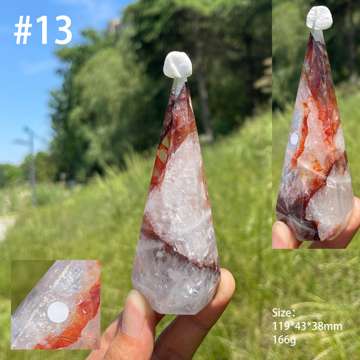 Unique,A Slightly Imperfect Natural Fire Quartz Diamond Tower