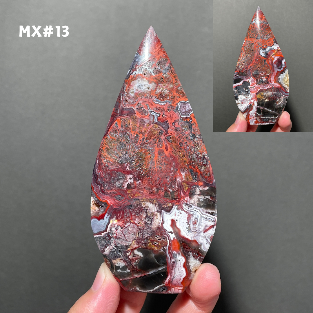 Unique, Mexican Crazy Lace Agate Teardrop