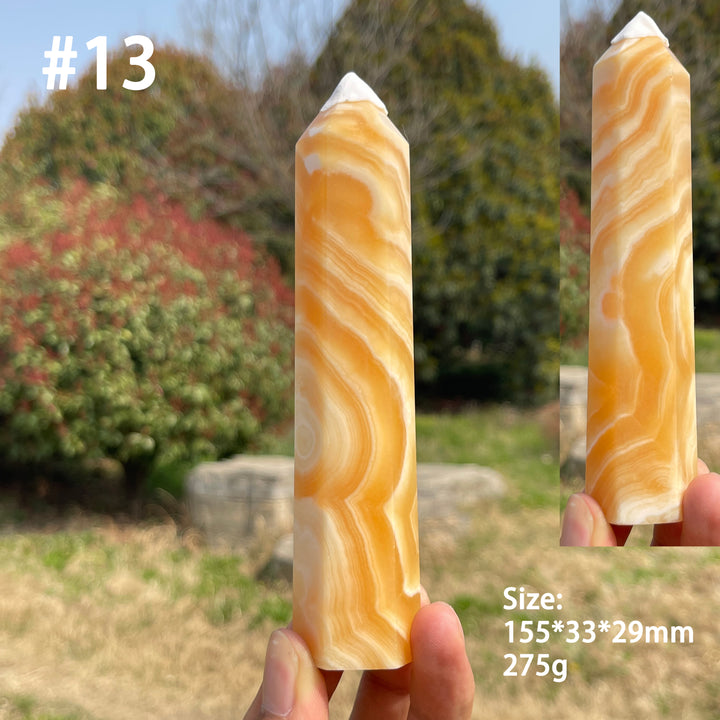 Unique,Natural Crystal Yellow Calcite Point